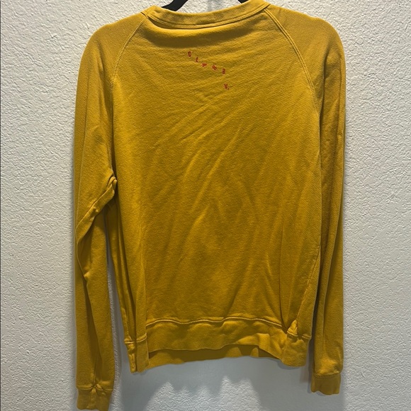 Clare V. Mustard Yellow Crew Neck Sweatshirt with Red Lips - Picture 6 of 9